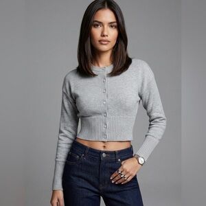Forever 21 Light Gray Cropped Cardigan